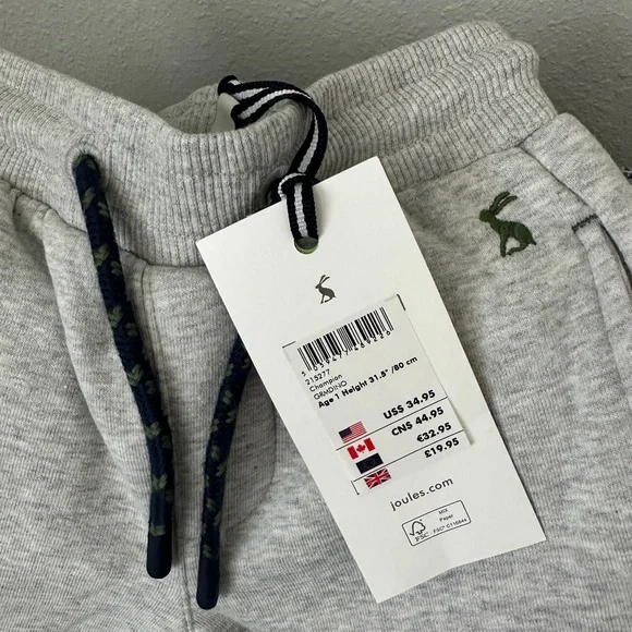 Joules NWT Boys Grey Champion GRMDINO Sweat Pants—Age 1, Height 31.5 - Picture 5 of 7